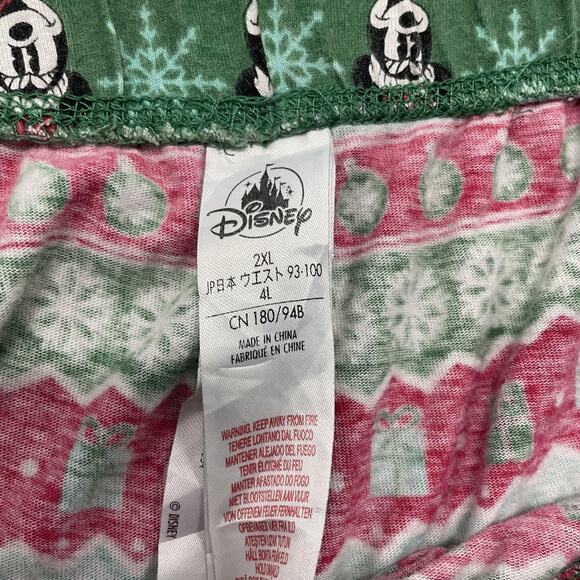 Disney Pants Mens 2XL Red Green Mickey Mouse Christmas Lounge Jogger Pajama - Picture 5 of 6